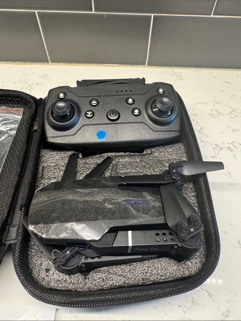 Foldable Black Drone with Remote Controller - Portable Travel Drone